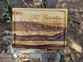Zero Patience Chicken engraved cutting board with chicken, knife and pumpkins