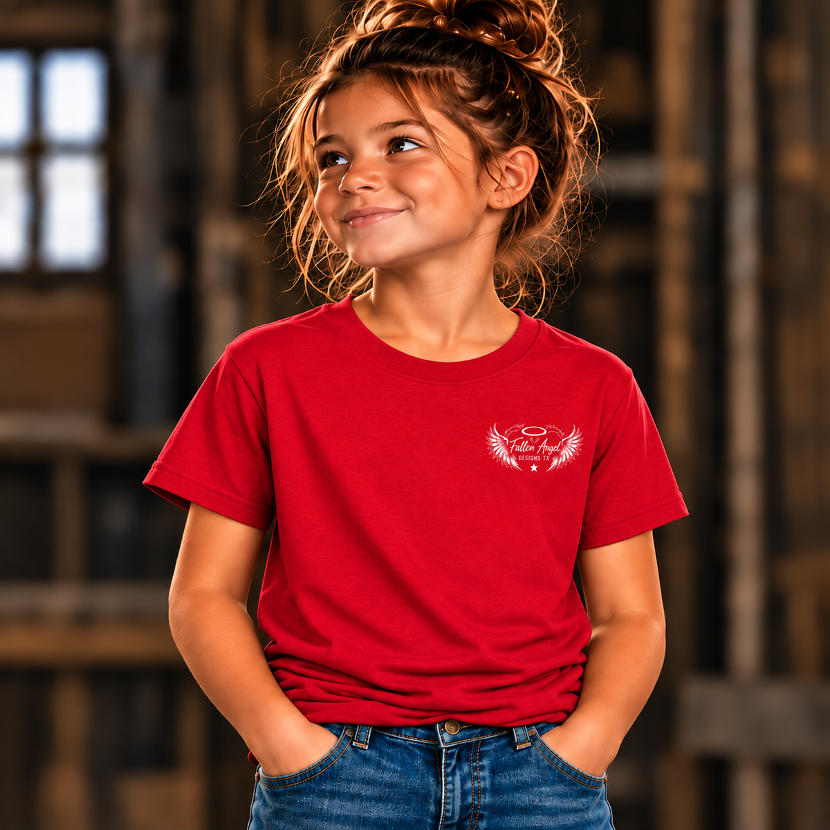 District DT6000Y youth T-shirt in Classic Red