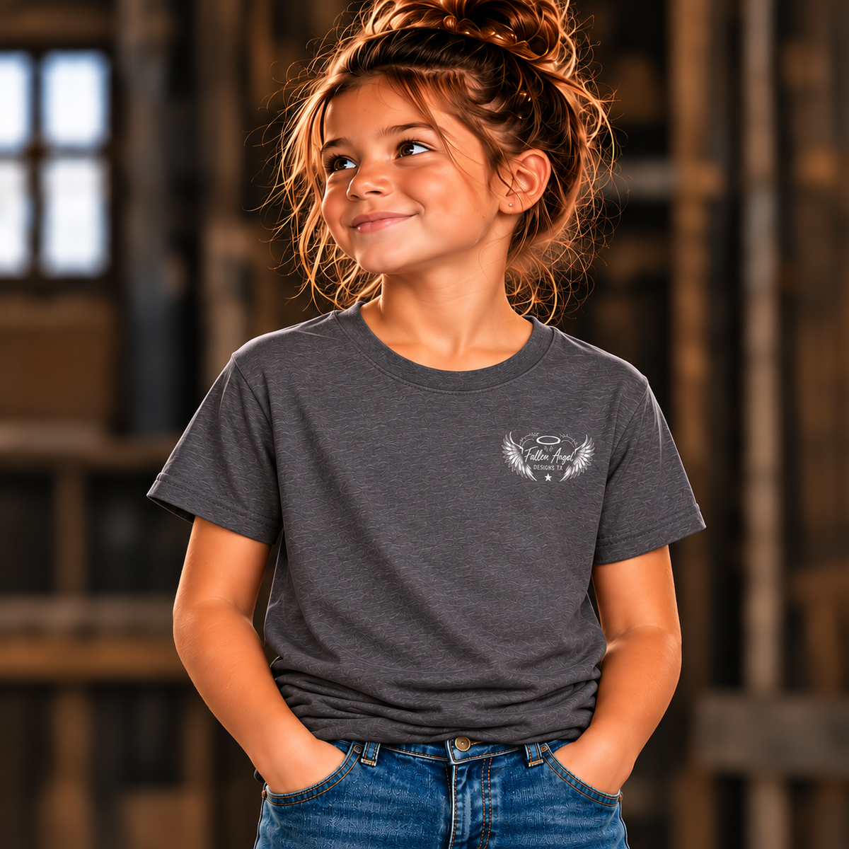 District DT6000Y youth T-shirt in Deep Smoke