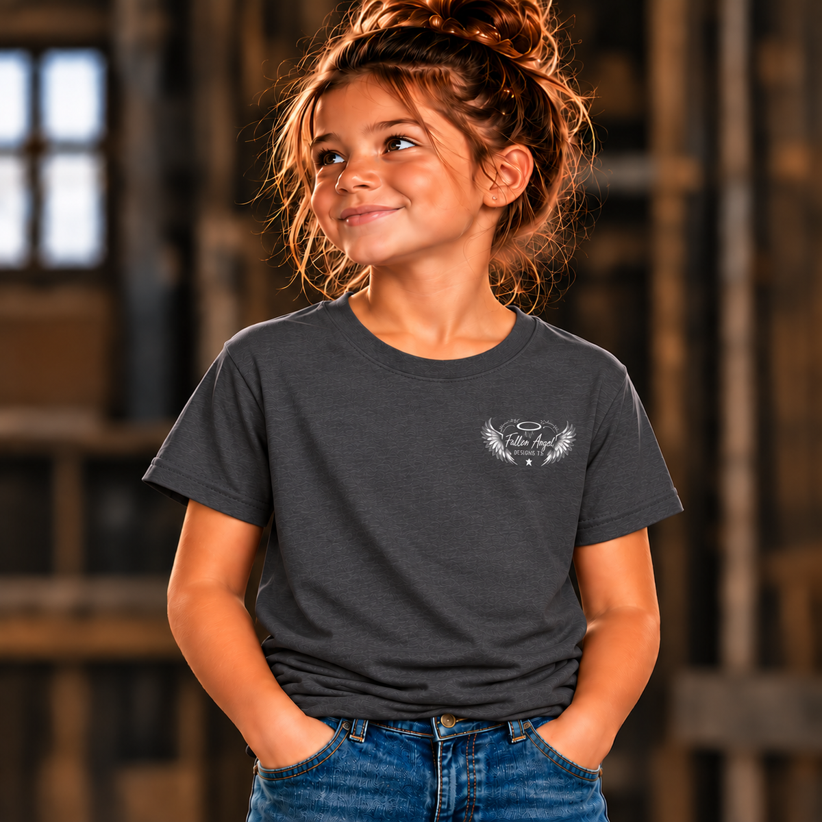 District DT6000Y youth T-shirt in Deepest Grey