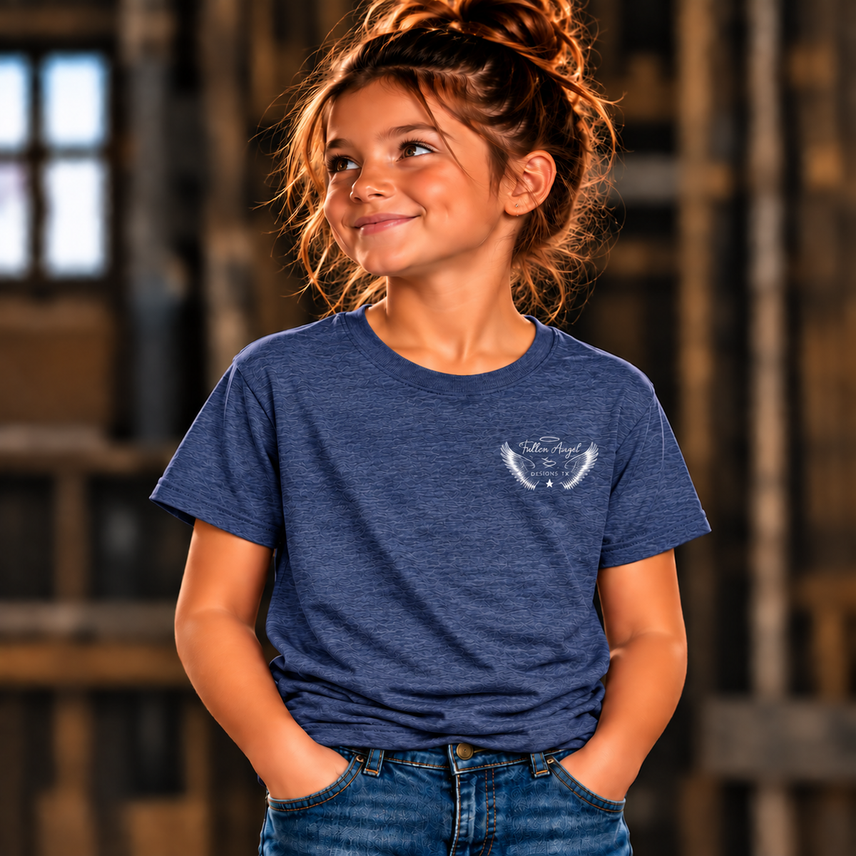 District DT6000Y youth T-shirt in Heathered Navy