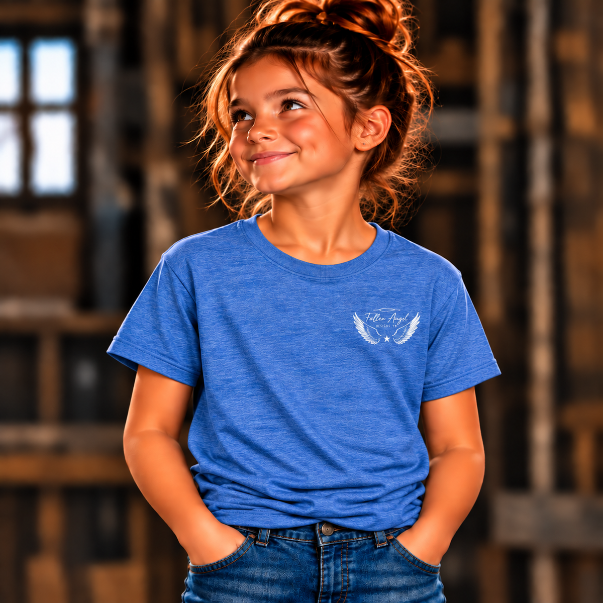 District DT6000Y youth T-shirt in Heathered Royal