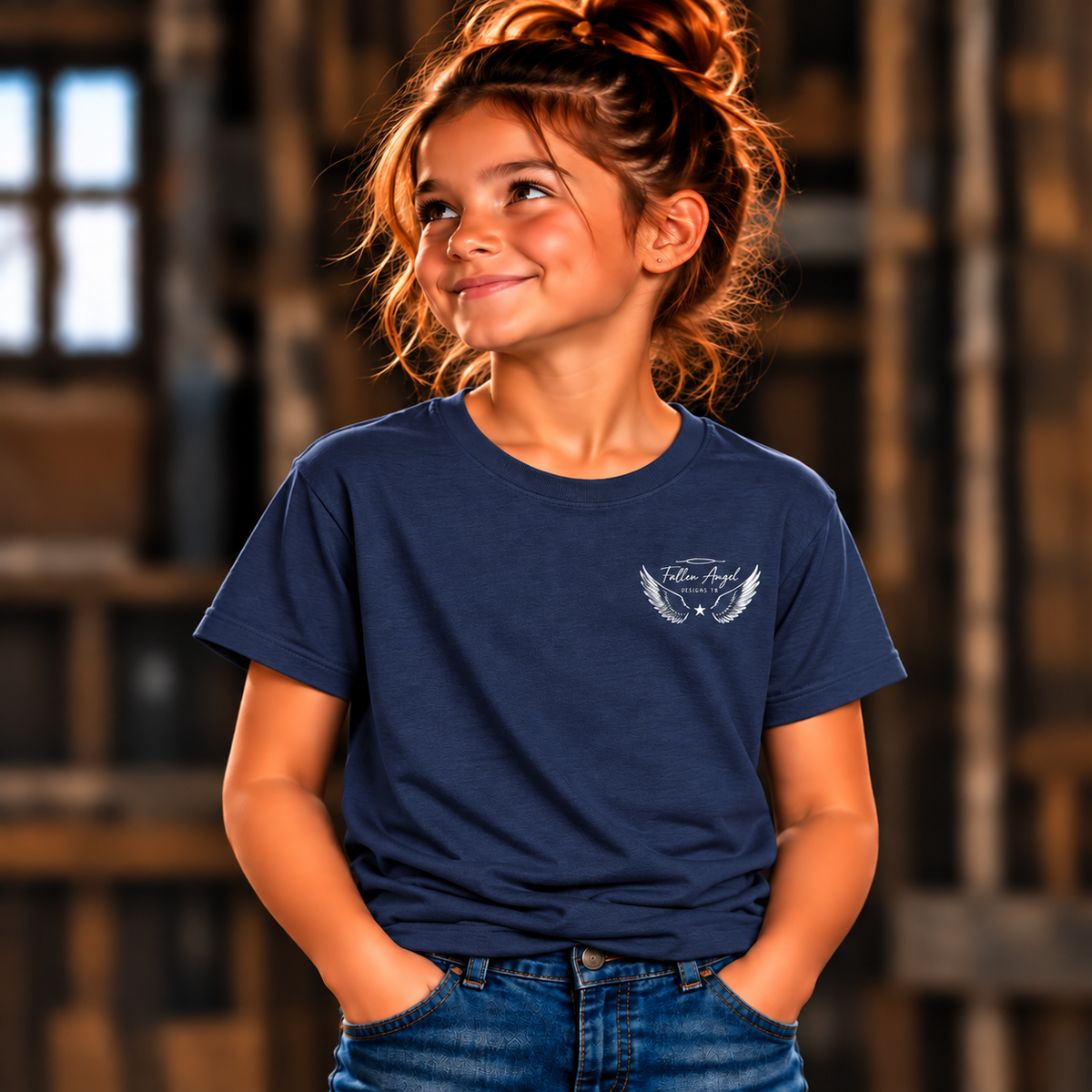 District DT6000Y youth T-shirt in New Navy