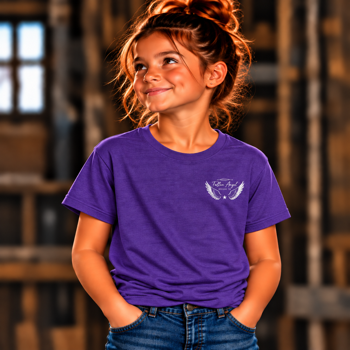 District DT6000Y youth T-shirt in Purple