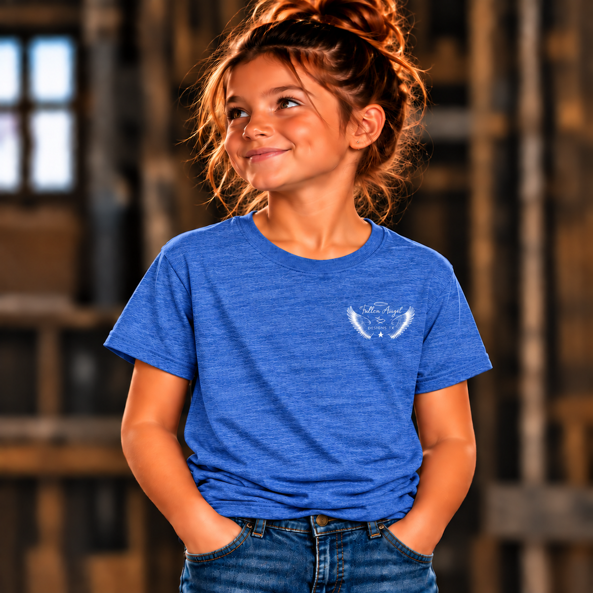 District DT6000Y youth T-shirt in Royal Frost