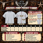 Jerzees 29MP pocket T-shirt rustic size and measurement chart