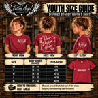 District DT6000Y youth T-shirt size guide with body chest measurements