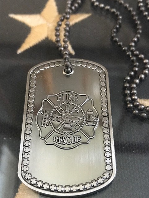 Firefighter's Prayer Fire Rescue Brushed Steel Dog Tag ,  Make a great Firefighter Gift  Sku: DT010