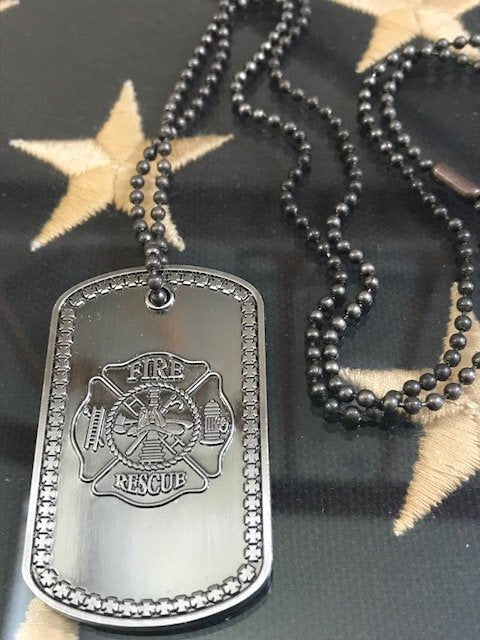 Firefighter's Prayer Fire Rescue Brushed Steel Dog Tag ,  Make a great Firefighter Gift  Sku: DT010