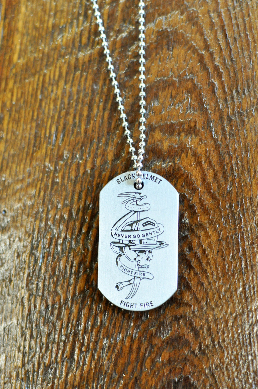 Accept The Challenge Never Go Gently Firefighter  Dog Tag
