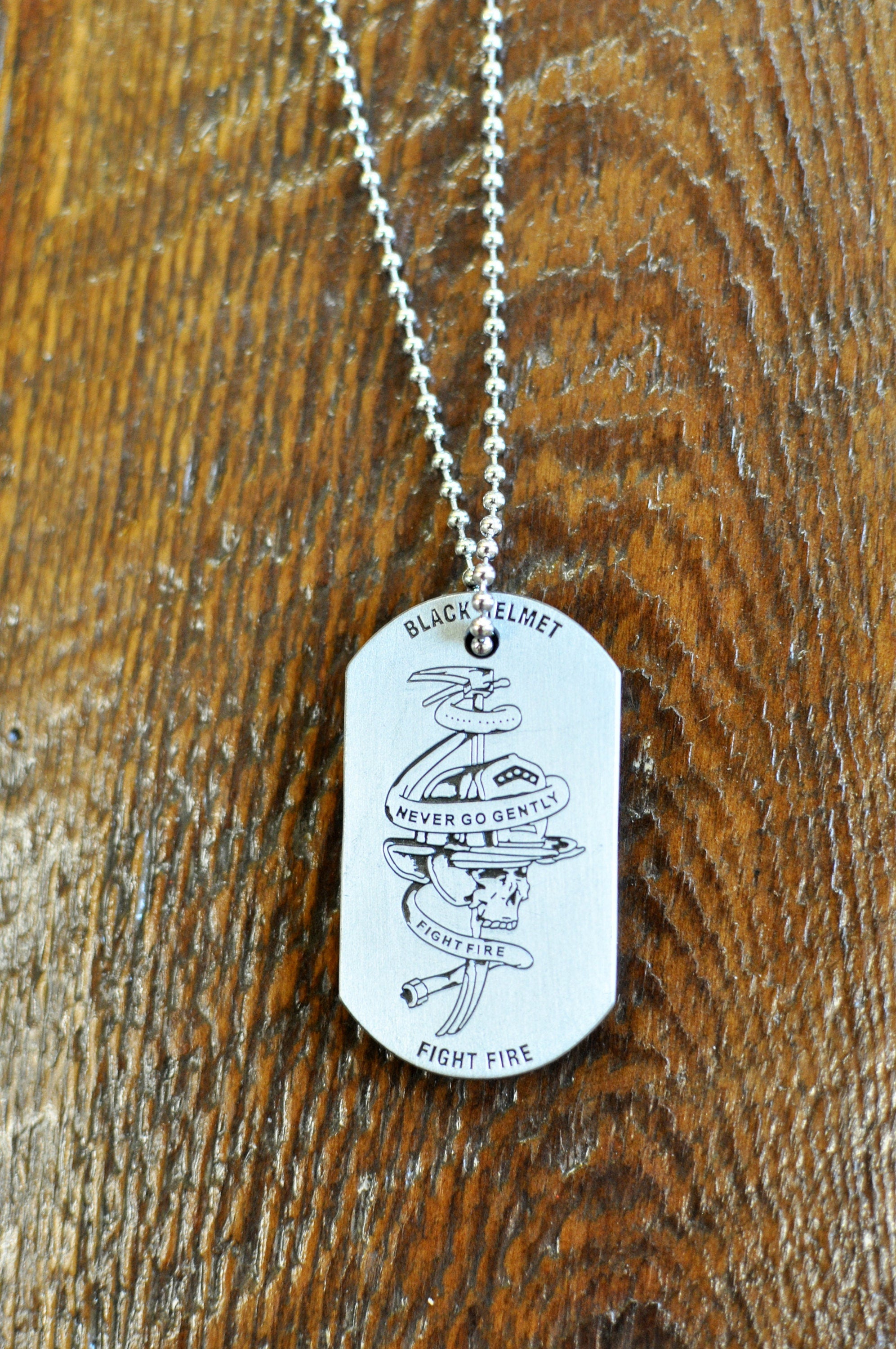 Accept The Challenge Never Go Gently Firefighter  Dog Tag