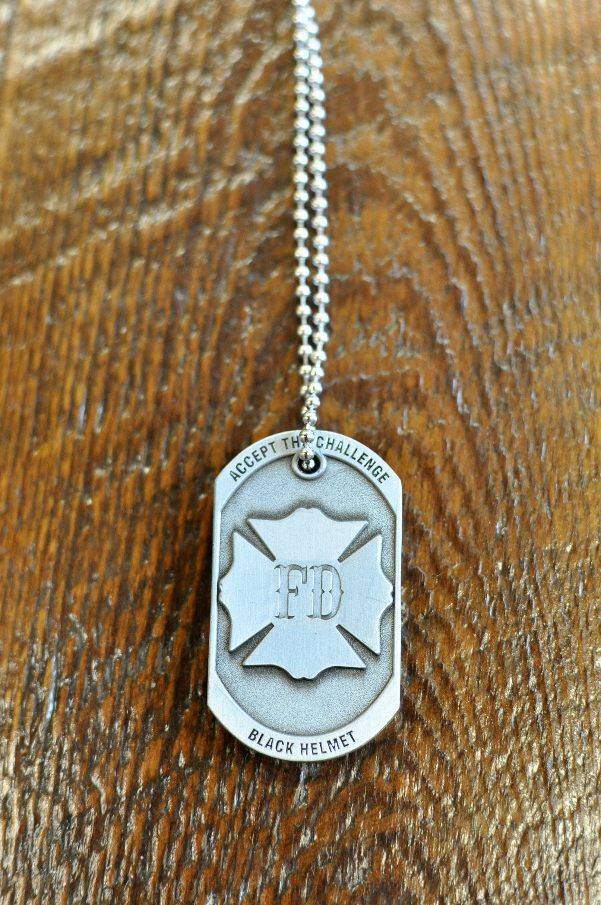 Accept The Challenge Never Go Gently Firefighter  Dog Tag
