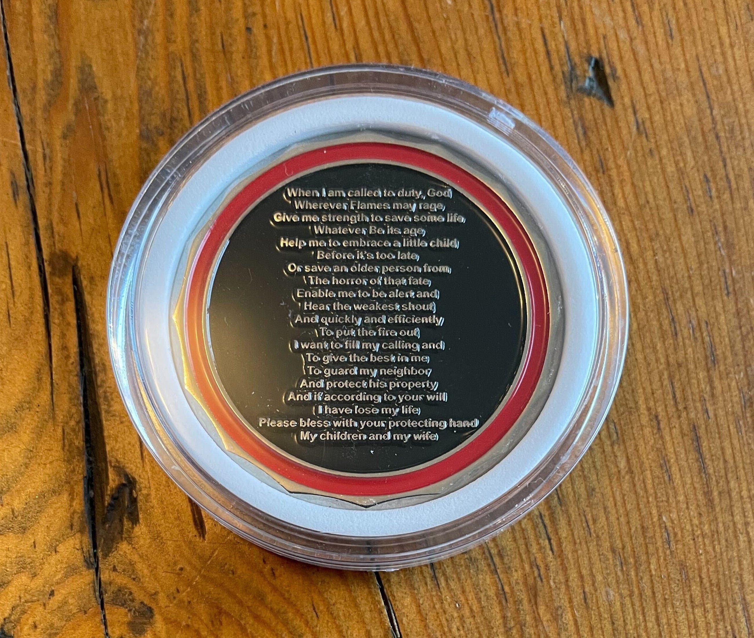 Thin Red Line Firefighter’s Prayer Family Support Challenge Coin