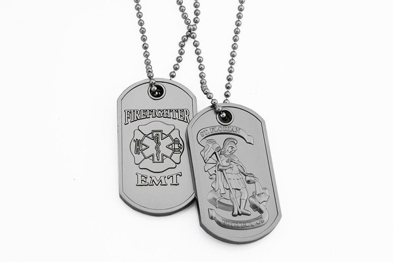Firefighter/EMT Saint Florin Fire Rescue Brushed Steel Dog Tag