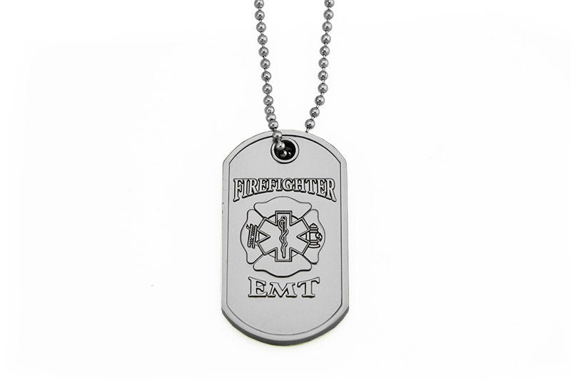 Firefighter/EMT Saint Florin Fire Rescue Brushed Steel Dog Tag